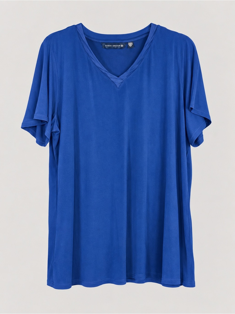 Susan Grlover Royal Blue V-Neck Short Sleeve Tee